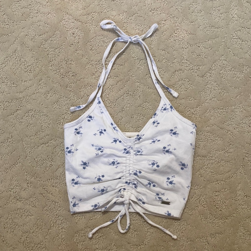 Hollister floral halter cropped tank (XS)
